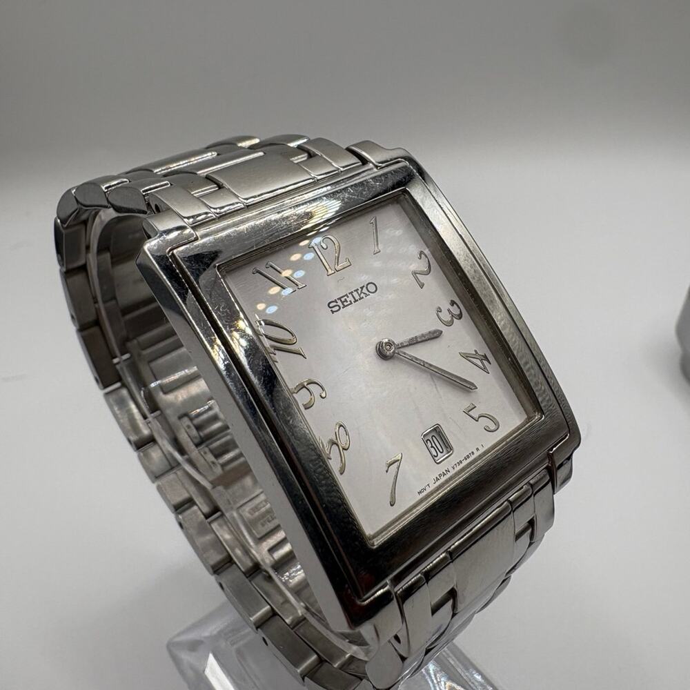 Seiko Rectangular Quartz Watch Silver Dial, Date,… - image 1